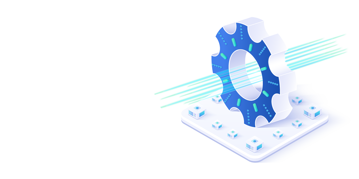 Prozess-Technologie in isometrischer Illustration. Informationsspeicher- und Analysesystem