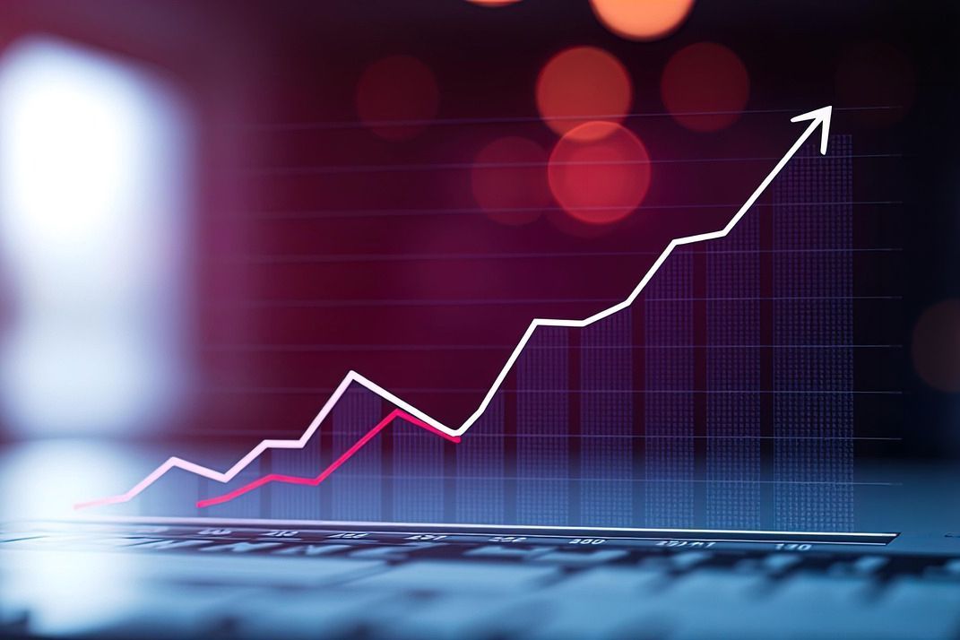 Grafik mit steigender Kurve