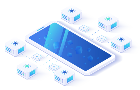 Illustration für Mobile Datentechnik. Informations-Speicherung und Analyse-System. Digitaltechnik