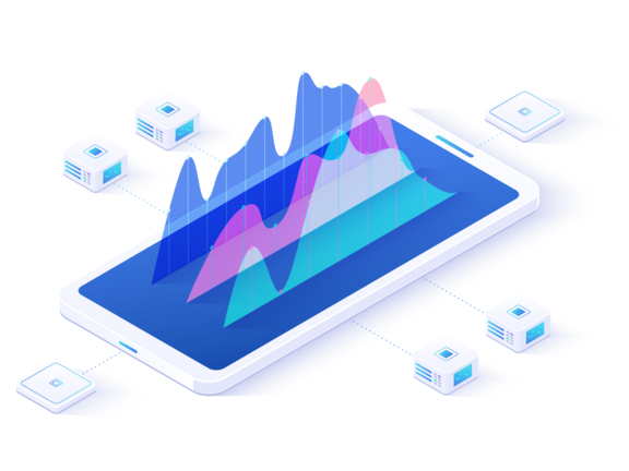 Online-Geschäftsanalyse-Strategie. Datenanalysen für Unternehmensmarketing-Lösungen oder finanzielle Leistungen. Haushaltsbuchhaltung oder Statistikkonzept; Smartphone mit Graphen